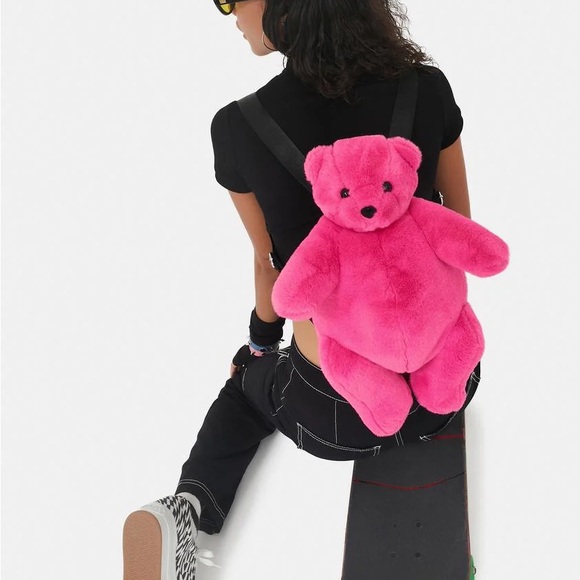 Dolls Kill Handbags - Plush hot pink Teddy Bear backpack